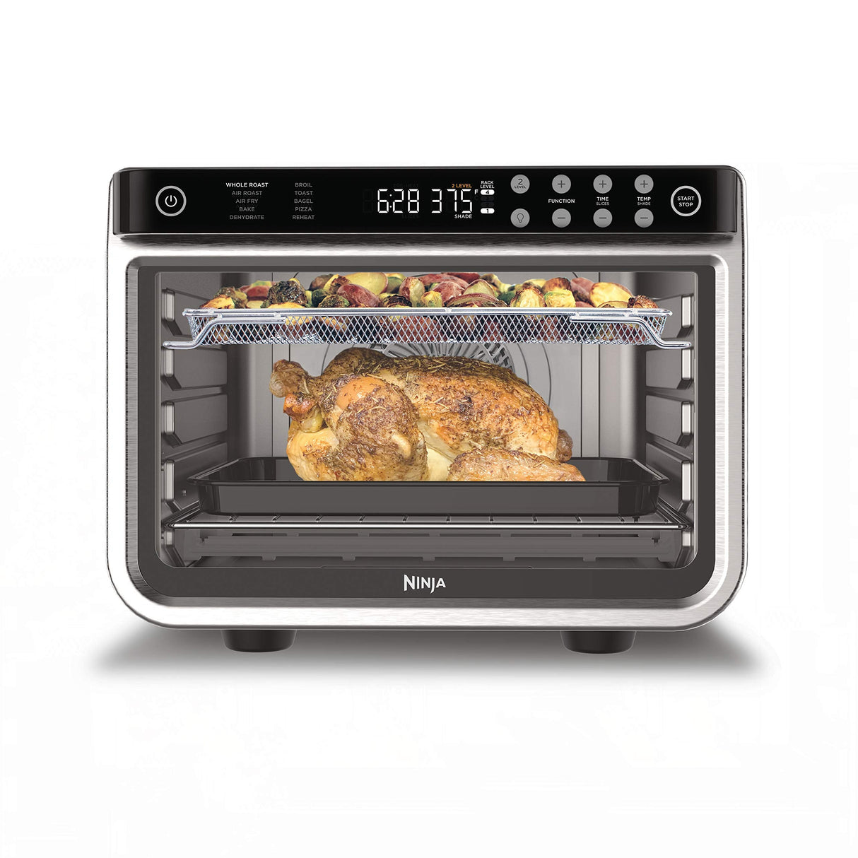 Ninja DT201 Foodi 10-in-1 XL Pro Air Fry Digital Countertop Convection Toaster Oven with Dehydrate and Reheat, 1800 Watts, Stainless Steel Finish