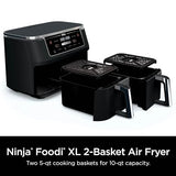 Ninja DZ302 Foodi 10-qt. 6-in-1 DualZone Smart XL Air Fryer with 2 Independent Baskets, Match Cook & Smart Finish to Air Fry, Air Broil, Roast, Bake, Dehydrate, & Keep Warm, Black
