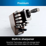 Ninja K52013 Foodi NeverDull Premium 13 Piece German Stainless Steel Wood Series Knife System with Built-in Sharpener, Walnut Stain/Black