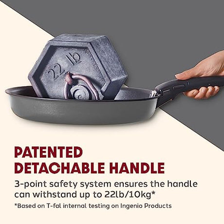 T-fal Ingenio Nonstick Cookware Set 14 Piece Induction Oven Broiler Safe 500F Cookware, Pots and Pans, Oven, Broil, Dishwasher Safe, Smoke Grey