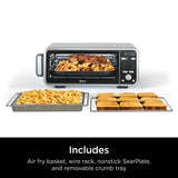 Ninja SP301 Dual Heat Air Fry Countertop 13-in-1 Oven with Extended Height, XL Capacity, Flip Up & Away Capability for Storage Space, with Air Fry Basket, SearPlate, Wire Rack & Crumb Tray, Silver