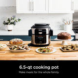 Ninja OL501 Foodi 6.5 Qt. 14-in-1 Pressure Cooker Steam Fryer with SmartLid, that Air Fries, Proofs & More, with 2-Layer Capacity, 4.6 Qt. Crisp Plate & 25 Recipes, Silver/Black