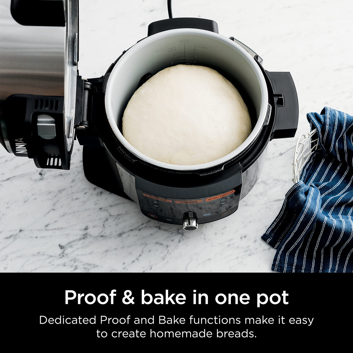 Ninja OL501 Foodi 6.5 Qt. 14-in-1 Pressure Cooker Steam Fryer with SmartLid, that Air Fries, Proofs & More, with 2-Layer Capacity, 4.6 Qt. Crisp Plate & 25 Recipes, Silver/Black